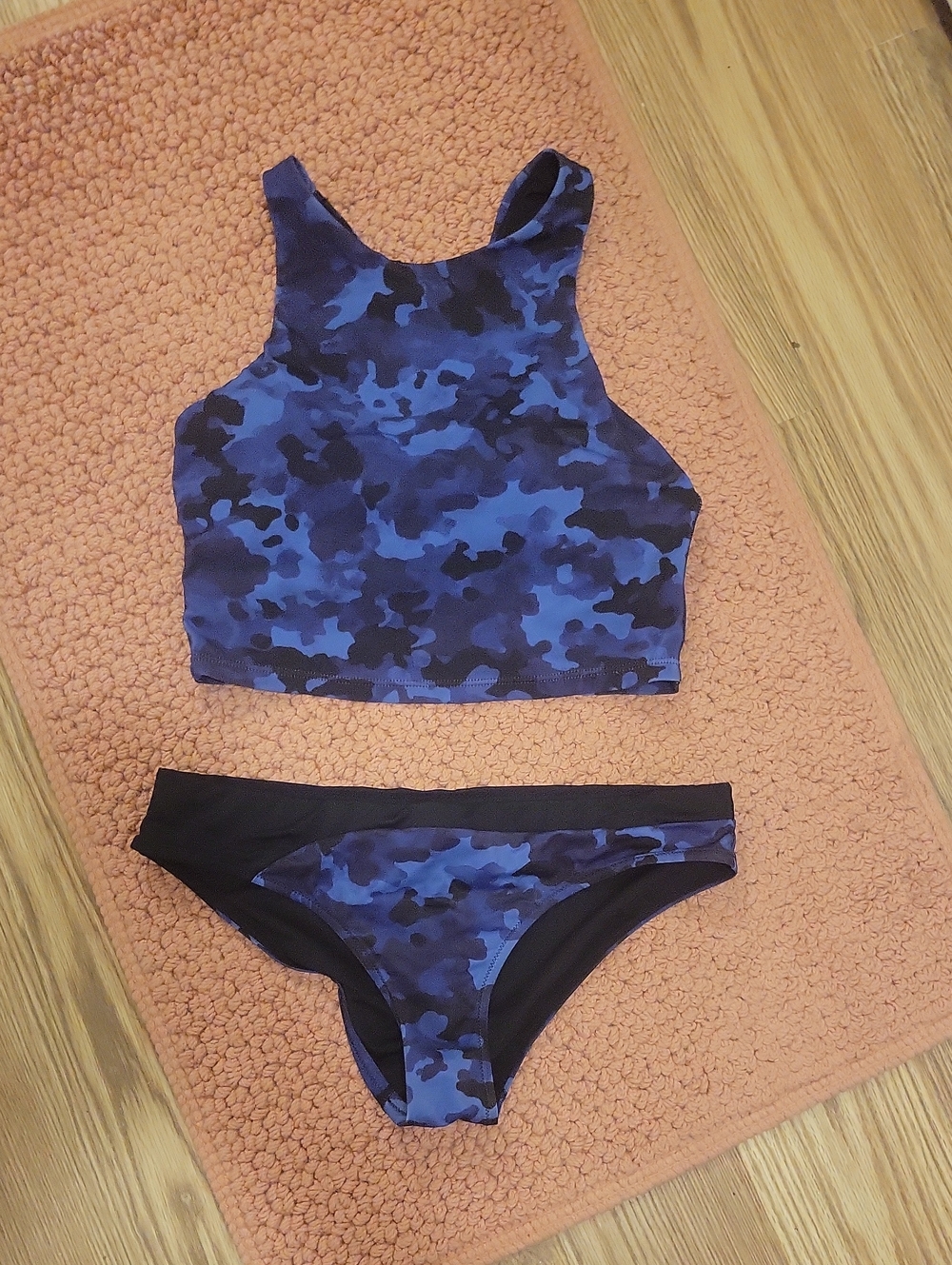 Athleta Blue Camo Two-Piece Swim Set